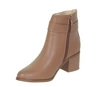 Eleganckie beżowe botki damskie skórzane na średnim obcasie Jezzi