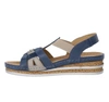Granatowe sandały damskie skórzane na niskiej koturnie szyte Helios model 129