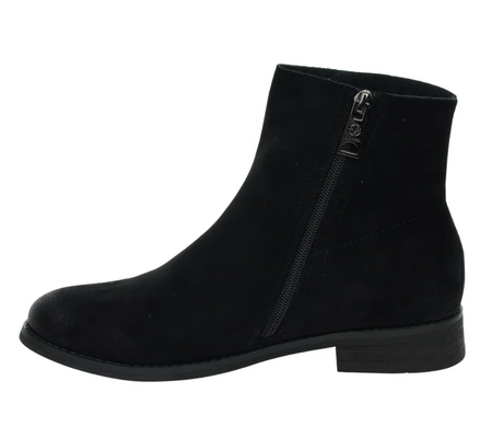 Klasyczne czarne botki damskie jesienne welurowe płaksie na zamek MILANO