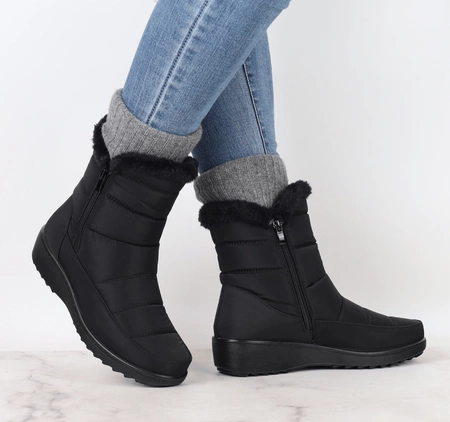 Ciepłe trzewiki zimowe damskie na zamek wodoodporne śniegowce UNISOFT