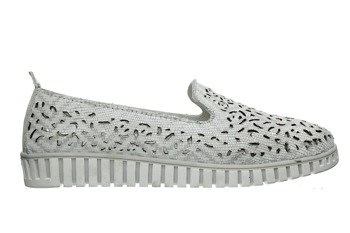 Półbuty wsuwane skórzane Jezzi 9PB85-0922 SILVER GREY