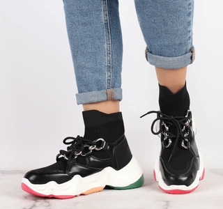 Kolorowe sneakersy ze skarpetą botki sportowe damskie