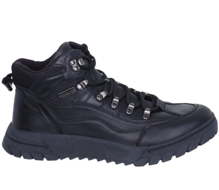 Czarne skórzane buty zimowe męskie trapery ocieplane sportowe American Club