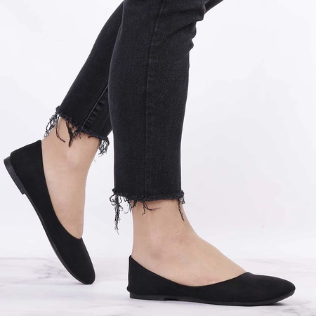 Czarne baleriny damskie zamszowe Jezzi