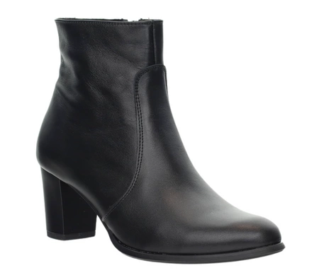 Skórzane botki damskie zimowe czarne na obcasie Polskie Gino Fabiani
