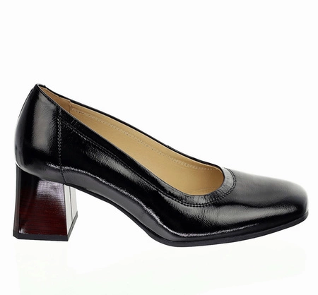 Czarne skórzane buty na obcasie komfortowe i eleganckie Gino Fabiani