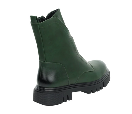 Zielone martensy botki damskie płaskie ze skóry licowej Jezzi