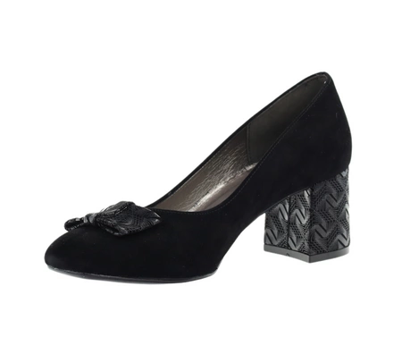 Czarne wygodne czółenka na szerokim obcasie Jasmine od Azali