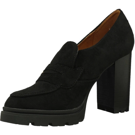 Czarne półbuty damskie na obcasie i platformie Jezzi