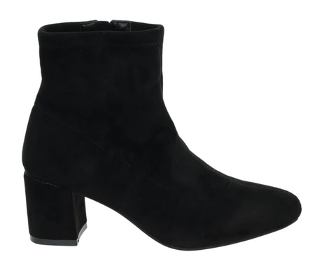 Czarne zamszowe botki na średnim obcasie dopasowane do nogi Mirabel