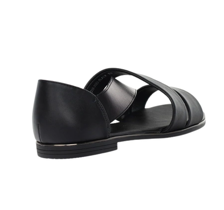Czarne sandały płaskie z zakrytą piętą komfortowe Jezzi