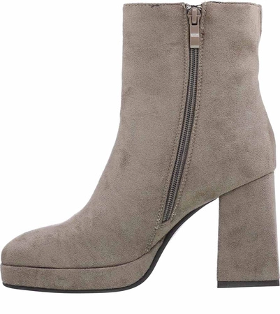 Zamszowe botki na obcasie i platformie ocieplane Jezzi