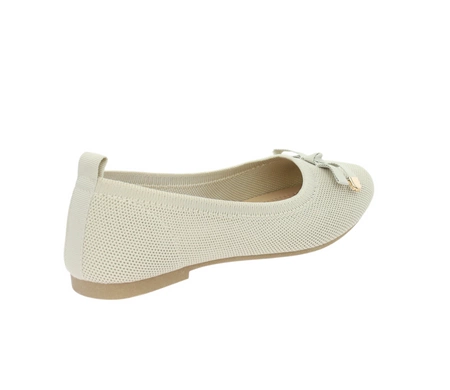 Beżowe siateczkowe baleriny oddychające z kokardką