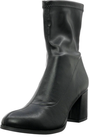 Czarne botki damskie na obcasie wiosenne przejściowe Jezzi