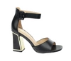 Czarne eleganckie sandały damskie na wysokim obcasie z zakrytą piętą Jezzi