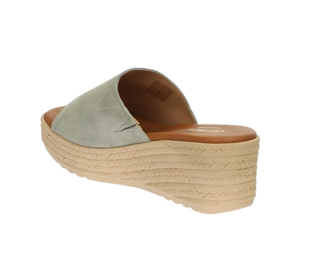 Skórzane klapki damskie na koturnie boho Hiszpańskie El Pimpi