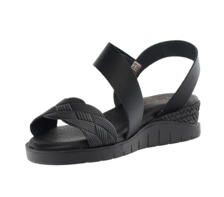 Czarne płaskie sandały damskie skórzane El Pimpi - Made in Spain