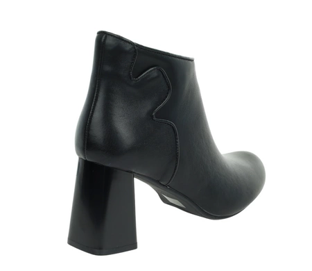 Czarne eleganckie buty zimowe damskie na obcasie półbuty skórzane Jezzi