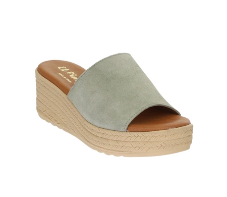 Skórzane klapki damskie na koturnie boho Hiszpańskie El Pimpi