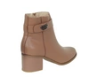 Eleganckie beżowe botki damskie skórzane na średnim obcasie Jezzi