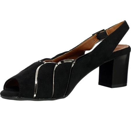 Czarne buty damskie eleganckie z odkrytą piętą Jezzi