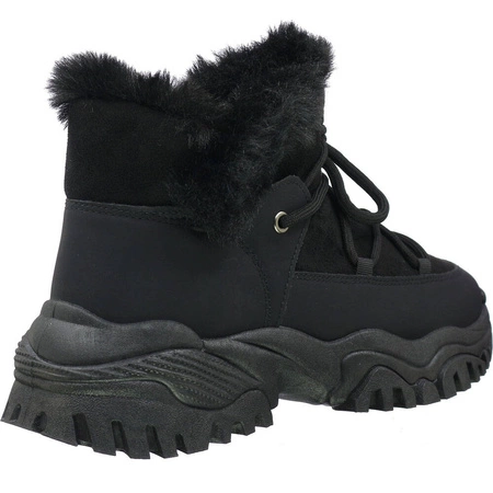 Czarne sneakersy damskie zimowe ocieplane Jezzi