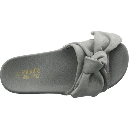 Szare klapki damskie z kokardą Haver