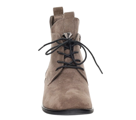 Zamszowe szare botki damskie płaskie ocieplane Gloria