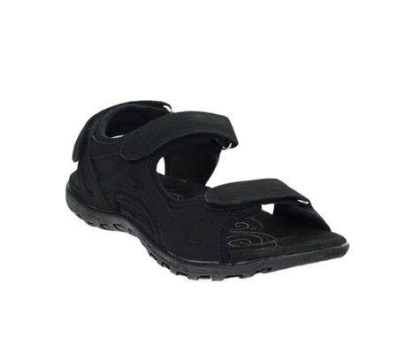 Czarne sandały damskie sportowe regulowane na rzepy skórzana wkładka