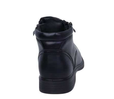 Czarne trzewiki męskie zimowe buty na zamek UNISOFT
