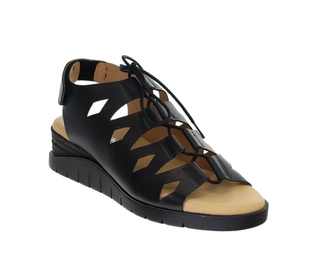 Czarne skórzane sandały damskie jezuski rzymianki Hiszpańskie El Pimpi