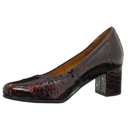 Półbuty damskie skórzane na klocku bordowe Gino Fabiani