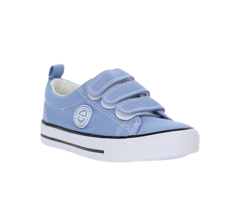 Niebieskie trampki dziecięce na rzepy biała podeszwa American Club