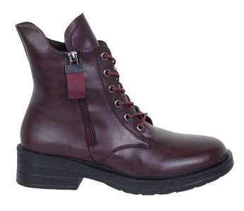 Bordowe botoki damskie ocieplane traperki zimowe klasyczne Jezzi