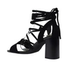 Seksowne czarne sandały damskie na obcasie sznurowane i wiązane na kostce  Jezzi