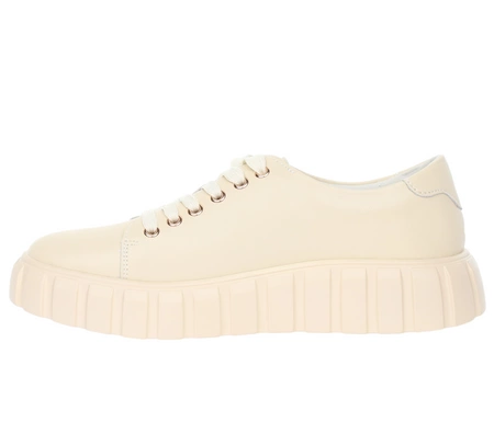 Beżowe skórzane sneakarsy damskie adidasy na platformie Jezzi