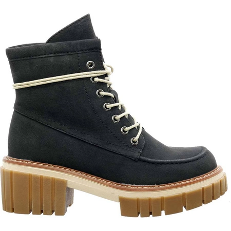 Granatowe traperki botki ocieplane Jezzi 22BT35-5044