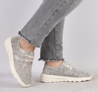 Eleganckie skórzane adidasy damskie sportowe półbuty złote Jezzi