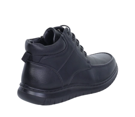 Czarne trzewiki męskie zimowe buty na zamek i sznurowadła UNISOFT