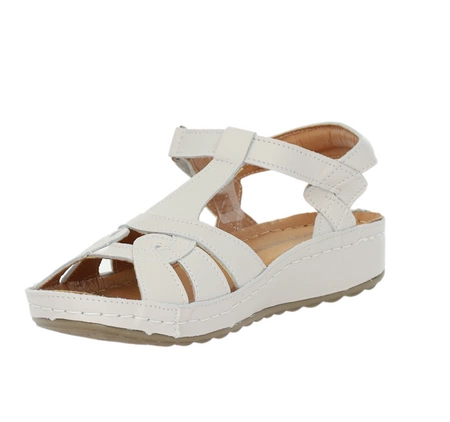 Beżowe sandały damskie ze skóry naturalnej komfortowe Gino Fabiani - Produkt Polski