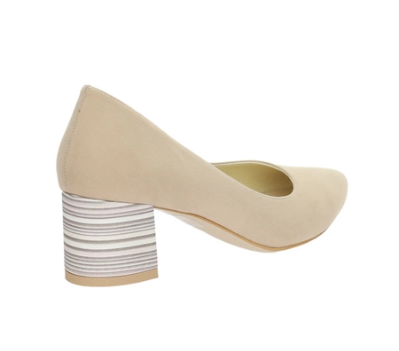 Beżowe czółenka eleganckie na wygodnym obcasie Polska Marka AZALI