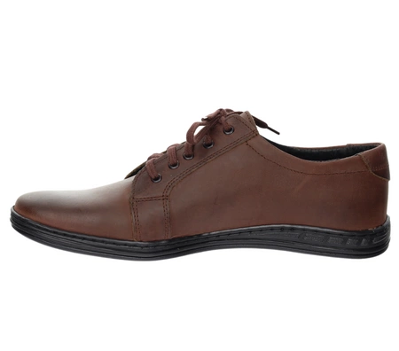 Brązowe skórzane półbuty męskie sportowe adidasy eleganckie POLBUT