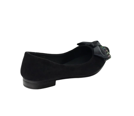 Baleriny damskie czarne zamszowe balerinki NEWS