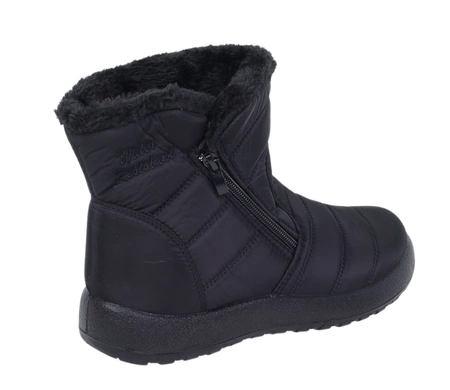 Czarne śniegowce damskie ciepłe trzewiki na zamek NEWS