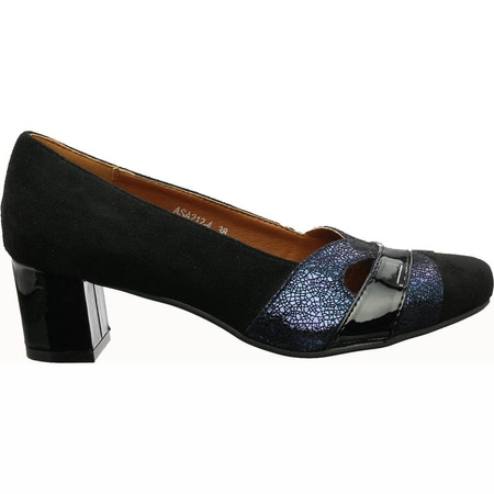 Czarne czółenka damskie na obcasie Jezzi