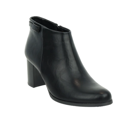 Czarne eleganckie botki do kostki na obcasie ocieplane Jezzi