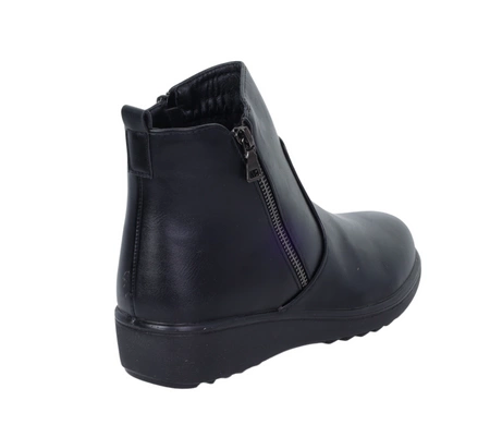 Komfortowe czarne botki damskie ocieplane na zimę na dwa zamki UNISOFT