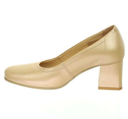 Skórzane czółenka szyte na wygodnym obcasie Gino Fabiani