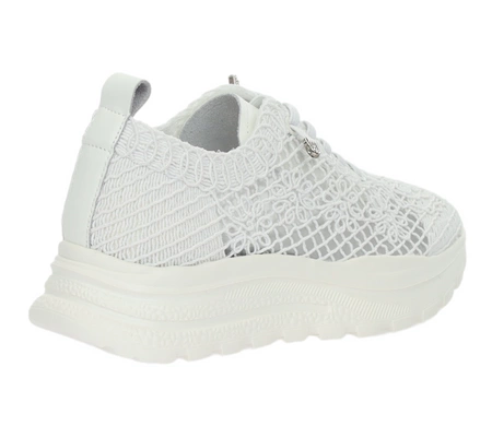 Białe skórzane adidasy damskie koronkowe oddychające VINCEZA