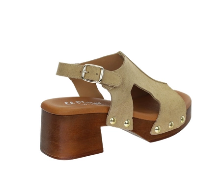 Skórzane sandały na drewnianym klocku i platformie z ćwiekami Hiszpańskie El Pimpi